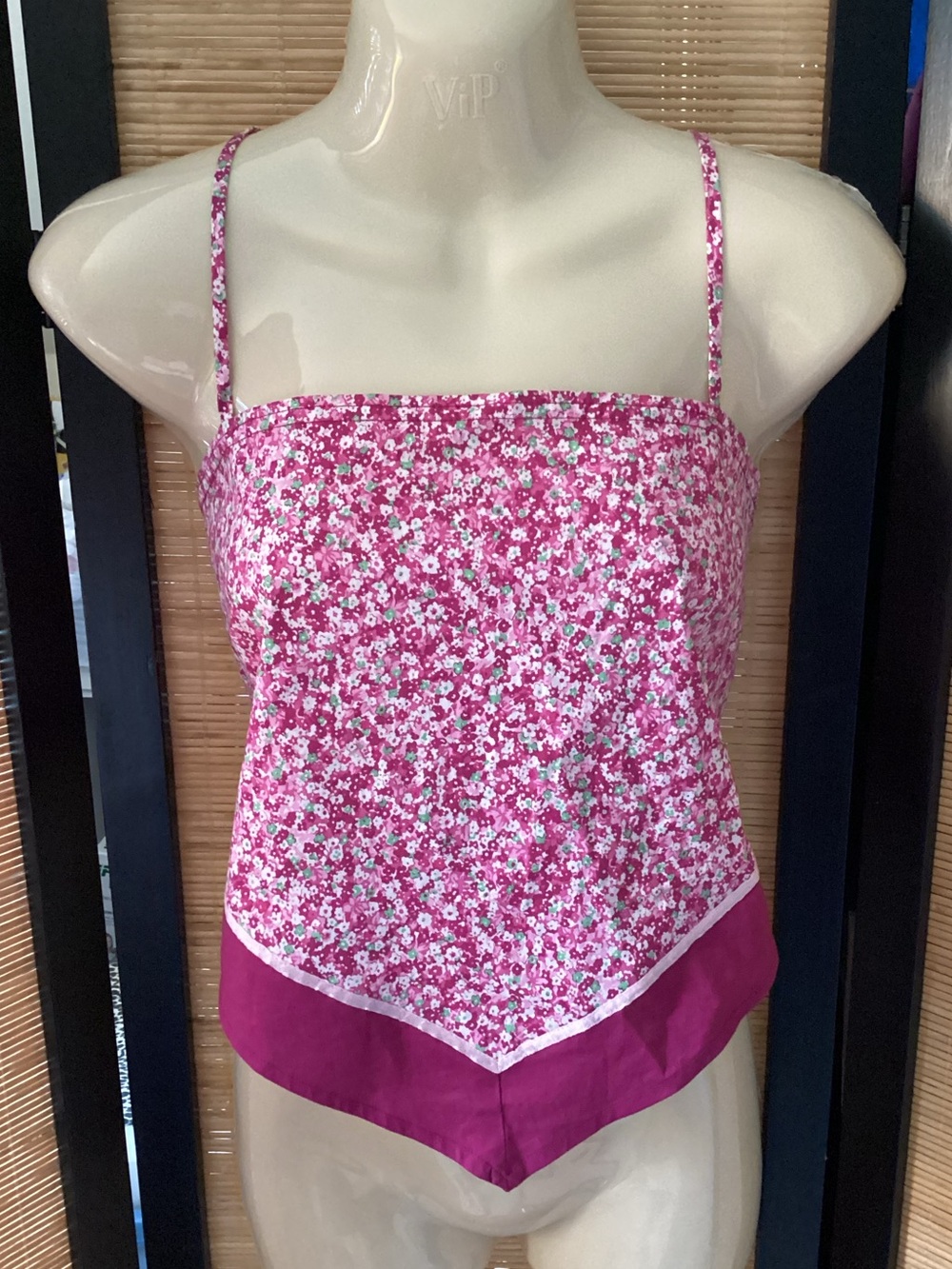 Vintage Y2K handkerchief corset crop top Sz L NWOT tie back Made in USA
